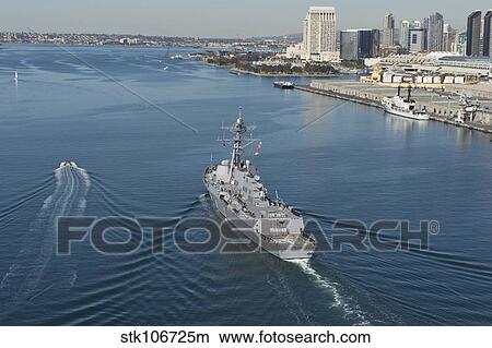 Guided-missile destroyer USS William P. Lawrence departs San Diego. View Large Photo Image Picture - Guided-missile destroyer USS William P. Lawrence departs San Diego.. Fotosearch