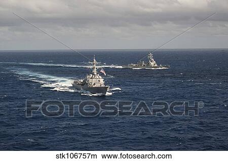 Picture - Guided missile destroyers USS Stockdale and USS William P. Lawrence.. Fotosearch