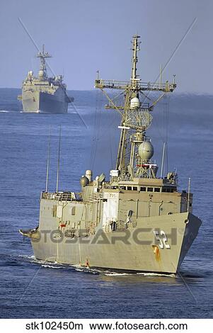 Guided missile frigate USS Carr and dock landing ship USS Gunston Hall. View Large Photo Image Picture - Guided missile frigate USS Carr and dock landing ship USS Gunston Hall.. Fotosearch