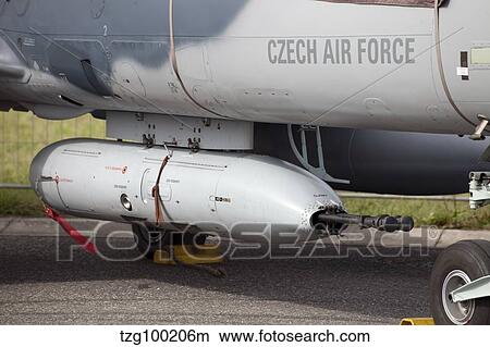 Gun pod on a Czech Air Force Aero L-159 ALCA aircraft. View Large Photo Image Picture - Gun pod on a Czech Air Force Aero L-159 ALCA aircraft.. Fotosearch