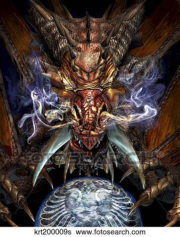 Stock Illustration - Head of a red dragon.. Fotosearch