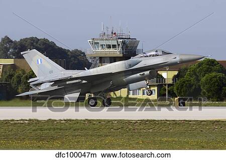 Hellenic Air Force F-16D Block 52 landing at Araxos Air Base. View Large Photo Image Picture - Hellenic Air Force F-16D Block 52 landing at Araxos Air Base.. Fotosearch