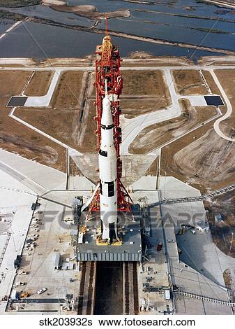 High-angle view of the Apollo 10 space vehicle on its launch pad. View Large Photo Image Stock Photograph - High-angle view of the Apollo 10 space vehicle on its launch pad.. Fotosearch