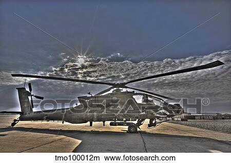High dynamic range photo of an AH-64D Apache Longbow Block III attack helicopter. View Large Photo Image Picture - High dynamic range photo of an AH-64D Apache Longbow Block III attack helicopter.. Fotosearch