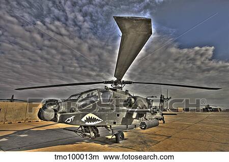 High dynamic range photo of an AH-64D Apache Longbow Block III attack helicopter. View Large Photo Image Picture - High dynamic range photo of an AH-64D Apache Longbow Block III attack helicopter.. Fotosearch