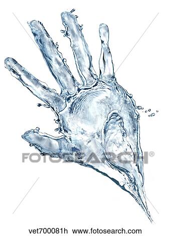 Drawing - Human hand made by water splash.. Fotosearch