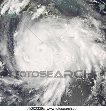 Stock Photograph - Hurricane Gustav over Jamaica.. Fotosearch