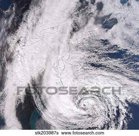 Stock Photograph - Hurricane Sandy along the Northeastern coast of the United States.. Fotosearch