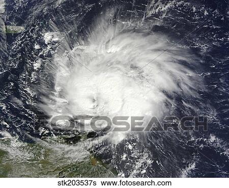 Stock Photograph - Hurricane Tomas over the Lesser Antilles. . Fotosearch