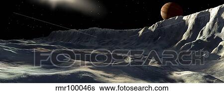 Stock Illustration - Ice Scarp on Jupiter's large moon, Callisto.. Fotosearch