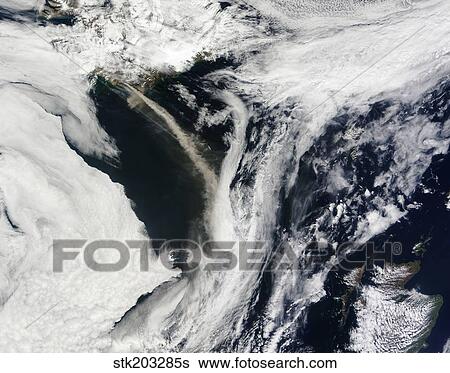 Iceland's Eyjafjallajokull volcano emits a dense plume of ash and steam over the Atlantic Ocean. View Large Photo Image Stock Photograph - Iceland's Eyjafjallajokull volcano emits a dense plume of ash and steam over the Atlantic Ocean.. Fotosearch
