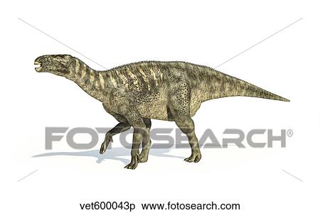 Stock Illustration - Iguanodon dinosaur on white background.. Fotosearch