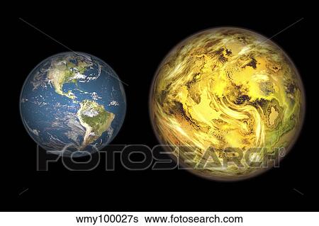 Illustration comparing the size of extrasolar planet Gliese 581 c with that of the Earth. View Large Illustration Stock Illustration - Illustration comparing the size of extrasolar planet Gliese 581 c with that of the Earth.. Fotosearch
