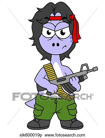 Illustration of a Brontosaurus dressed as Rambo. View Large Illustration Stock Illustration - Illustration of a Brontosaurus dressed as Rambo.. Fotosearch