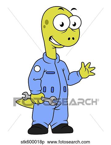 Illustration of a Brontosaurus mechanic. View Large Illustration Stock Illustration - Illustration of a Brontosaurus mechanic.. Fotosearch
