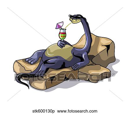 Illustration of a Brontosaurus sunbathing. View Large Illustration Stock Illustration - Illustration of a Brontosaurus sunbathing.. Fotosearch