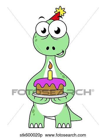 Illustration of a Brontosaurus with a birthday cake. View Large Illustration Stock Illustration - Illustration of a Brontosaurus with a birthday cake.. Fotosearch