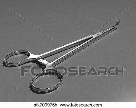 Drawing - Illustration of a hemostat.. Fotosearch