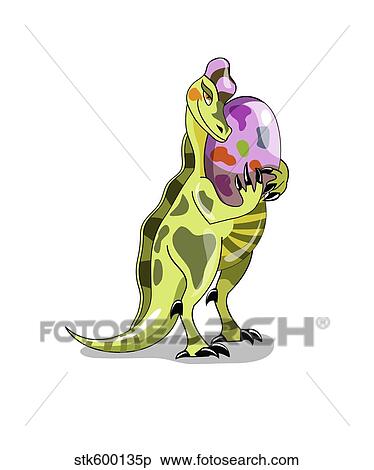 Illustration of a Lambeosaurus holding an egg. View Large Illustration Stock Illustration - Illustration of a Lambeosaurus holding an egg.. Fotosearch