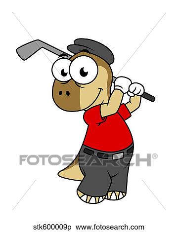 Stock Illustration - Illustration of a Pachycephalosaurus dinosaur playing golf.. Fotosearch