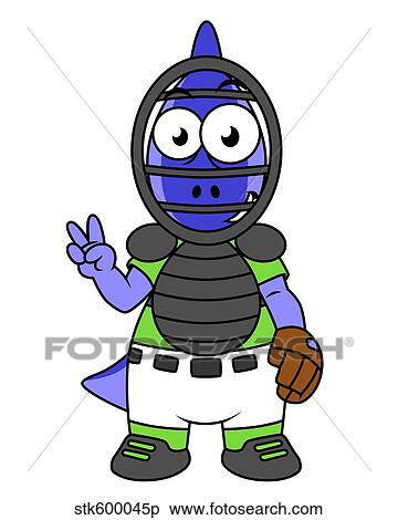 Illustration of a Parasaurolophus baseball catcher. View Large Illustration Stock Illustration - Illustration of a Parasaurolophus baseball catcher.. Fotosearch