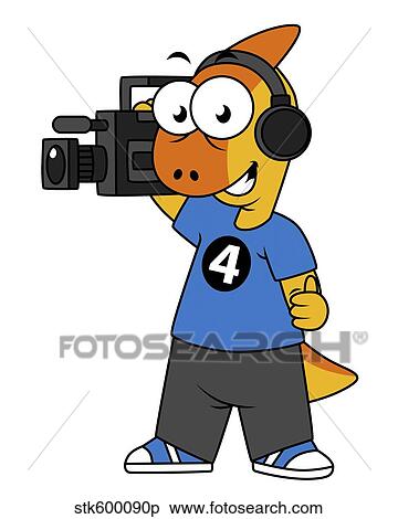 Stock Illustration - Illustration of a Parasaurolophus camera operator.. Fotosearch