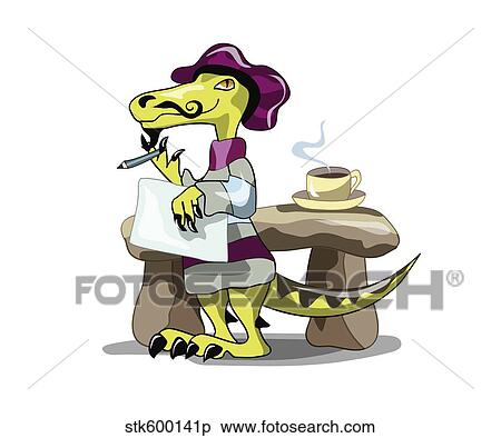 Illustration of a raptor poet thinking. View Large Illustration Stock Illustration - Illustration of a raptor poet thinking.. Fotosearch