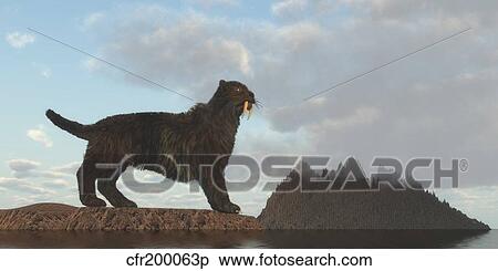 Stock Illustration - Illustration of a Saber Tooth Cat.. Fotosearch