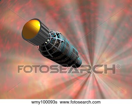 Stock Illustration - Illustration of a spacecraft travelling faster than the speed of light.. Fotosearch