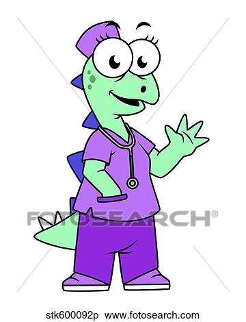 Illustration of a Stegosaurus nurse. View Large Illustration Stock Illustration - Illustration of a Stegosaurus nurse.. Fotosearch
