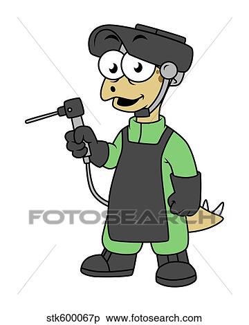 Illustration of a Stegosaurus welder. View Large Illustration Stock Illustration - Illustration of a Stegosaurus welder.. Fotosearch