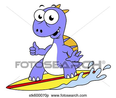 Stock Illustration - Illustration of a surfing Spinosaurus.. Fotosearch
