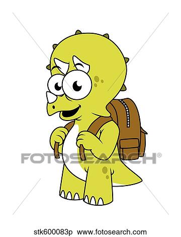 Stock Illustration - Illustration of a Triceratops with backpack.. Fotosearch