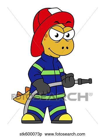 Stock Illustration - Illustration of a Tyrannosaurus Rex firefighter.. Fotosearch
