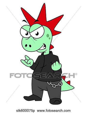 Stock Illustration - Illustration of a Tyrannosaurus Rex dressed as a punk.. Fotosearch
