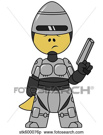 Stock Illustration - Illustration of a Tyrannosaurus Rex dressed as Robocop.. Fotosearch