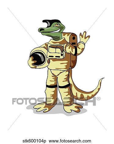 Illustration of an Iguanodon dressed in a cosmonaut spacesuit. View Large Illustration Stock Illustration - Illustration of an Iguanodon dressed in a cosmonaut spacesuit.. Fotosearch