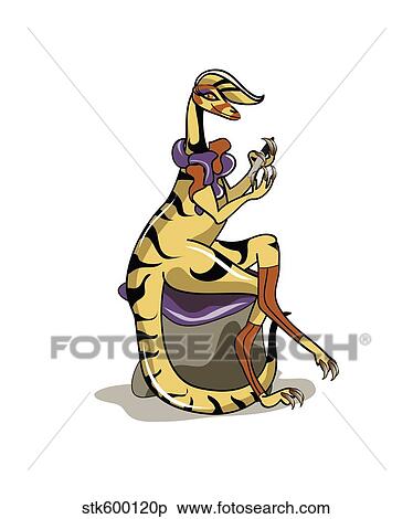 Illustration of an Iguanodon polishing her nails. View Large Illustration Stock Illustration - Illustration of an Iguanodon polishing her nails.. Fotosearch