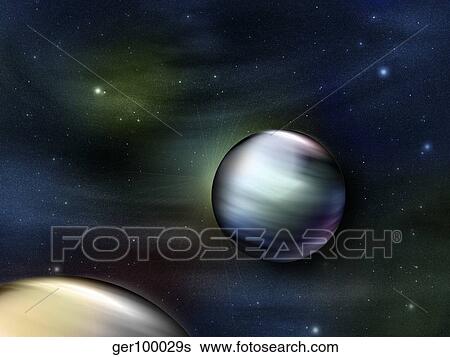 Illustration of planets in outer space. View Large Illustration Stock Illustration - Illustration of planets in outer space.. Fotosearch