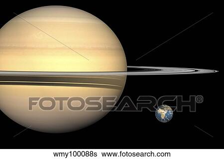Illustration of Saturn and Earth to scale. View Large Illustration Stock Illustration - Illustration of Saturn and Earth to scale.. Fotosearch