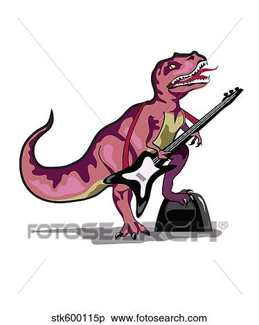 Stock Illustration - Illustration of Tyrannosaurus Rex playing the guitar.. Fotosearch