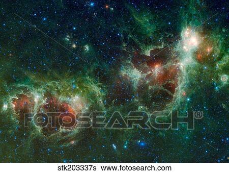 Infrared mosaic of the Heart and Soul nebulae in the constellation Cassiopeia. View Large Photo Image Stock Photograph - Infrared mosaic of the Heart and Soul nebulae in the constellation Cassiopeia.. Fotosearch