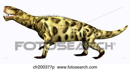 Stock Illustration - Inostrancevia carnivorous reptile from the Permian Period.. Fotosearch