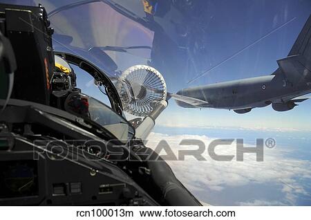 Picture - Italian Air Force EF2000 during an in-flight refuelling with a French C-135FR tanker.. Fotosearch