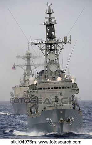 JDS Shimakaze sails in formation with U. S. Navy and Japan Maritime Self Defense Force ships. View Large Photo Image Picture - JDS Shimakaze sails in formation with U. S. Navy and Japan Maritime Self Defense Force ships.. Fotosearch