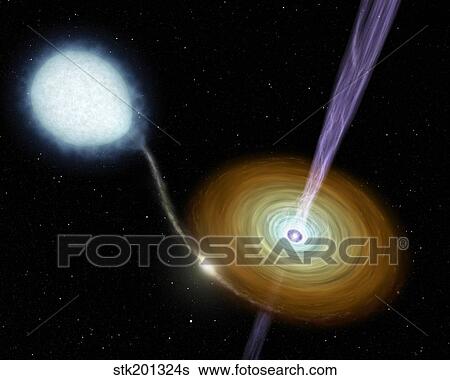 Jets of material shooting out from the neutron star in a binary system. View Large Illustration Stock Illustration - Jets of material shooting out from the neutron star in a binary system.. Fotosearch
