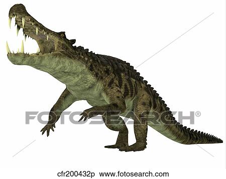 Kaprosuchus marine reptile. View Large Illustration Stock Illustration - Kaprosuchus marine reptile.. Fotosearch