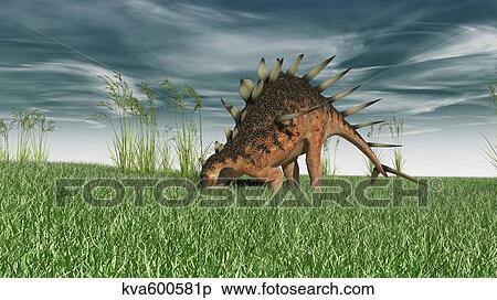 Kentrosaurus grazing in prehistoric grasslands. View Large Illustration Stock Illustration - Kentrosaurus grazing in prehistoric grasslands.. Fotosearch