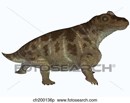 Stock Illustration - Keratocephalus, a semi-aquatic dinosaur from the Permian Age.. Fotosearch