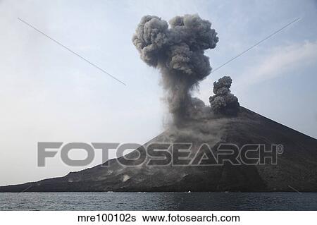 Stock Photograph - Krakatau eruption, Sunda Strait, Indonesia.. Fotosearch